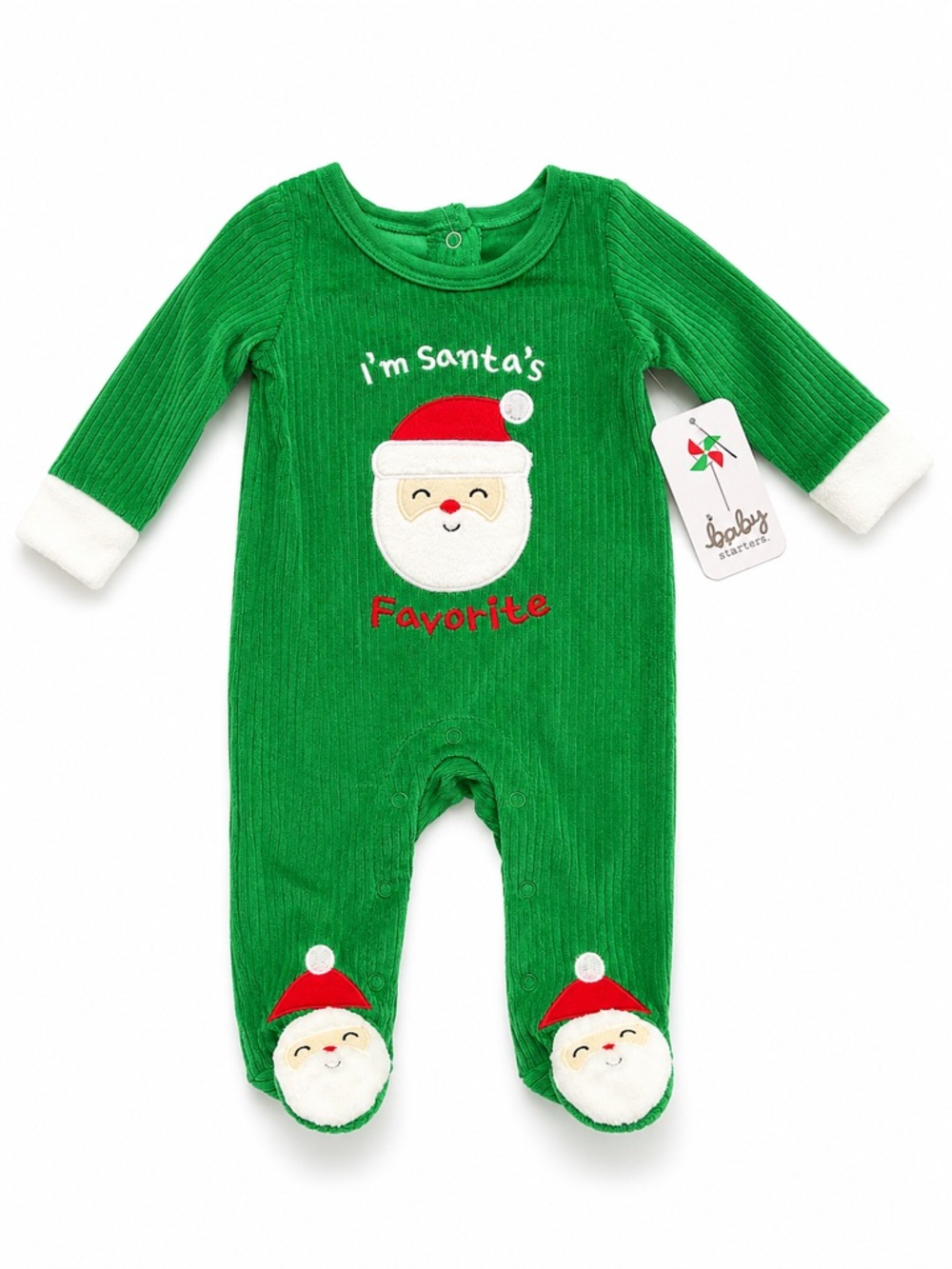 New - Baby Starters “I’m Santa’s Favorite” Christmas Footed One-Piece